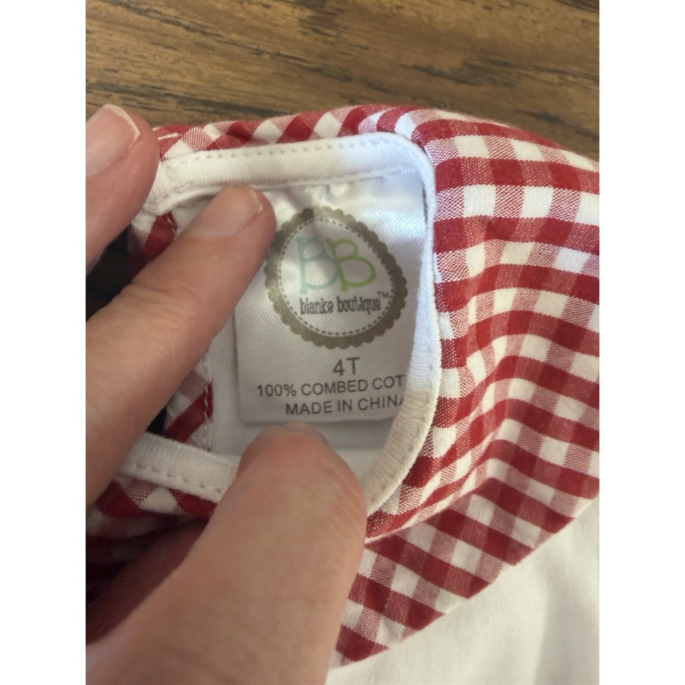 4t Blanks Boutique Girls Gingham Red Checkered Collar - Picture 2 of 3
